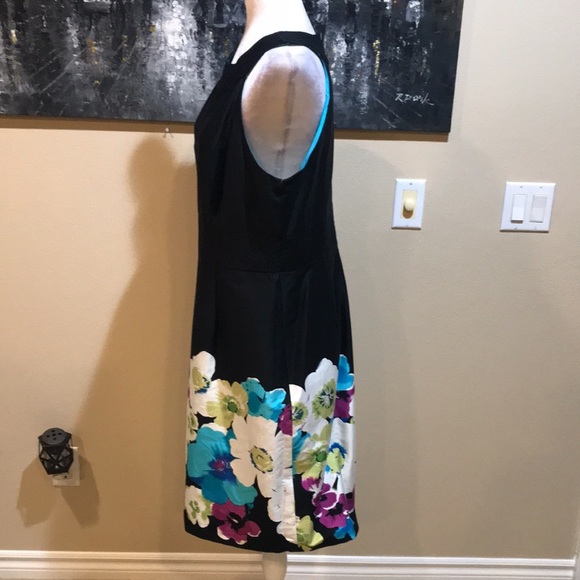 NWT Muse Womens Black Cotton Blend Floral Detailing Sheath Dress- Size 14 - Picture 3 of 13